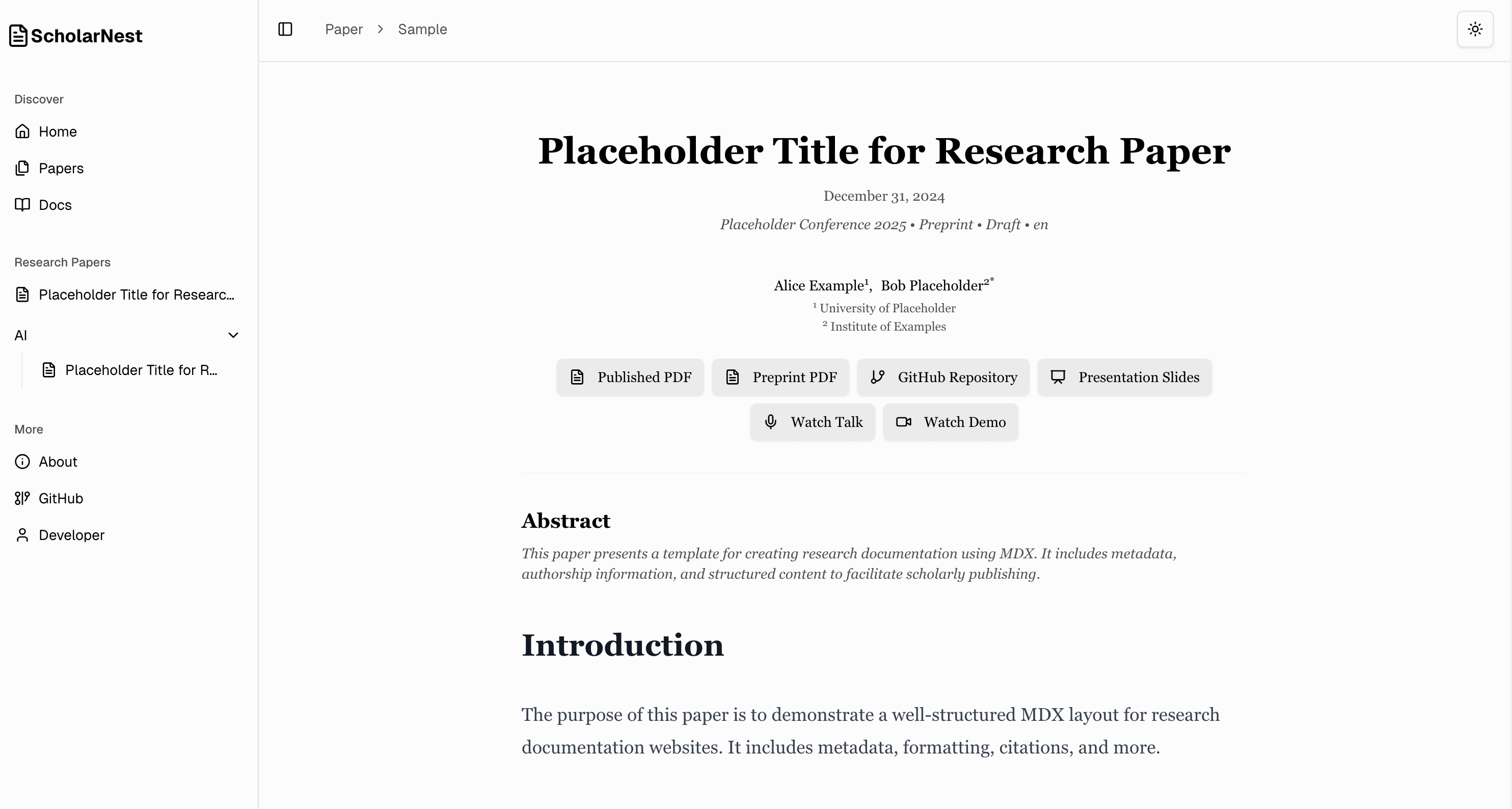 ScholarNest - A Modern Platform for Publishing Research Papers Online